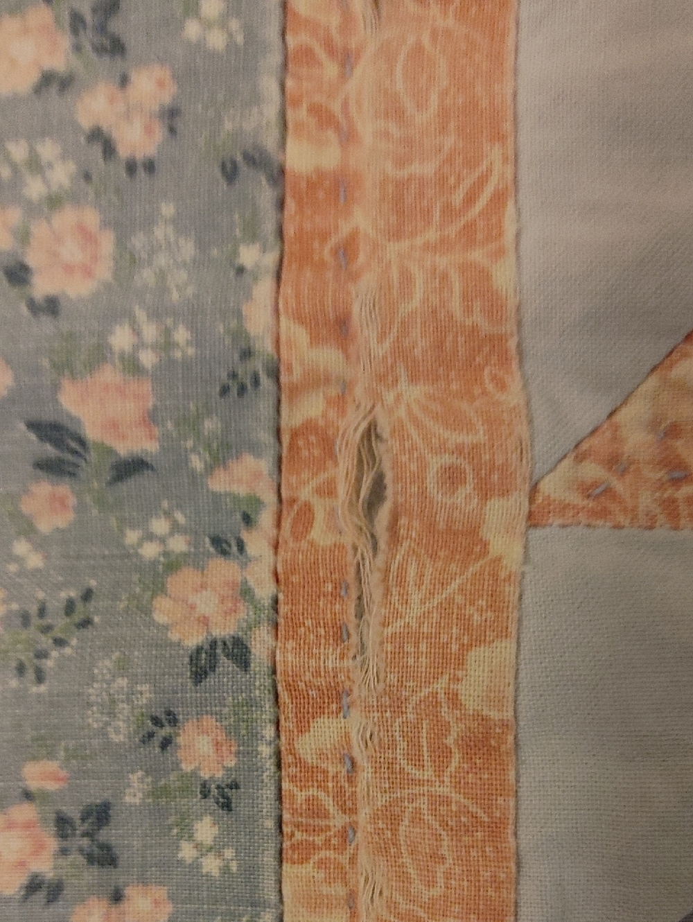 Antique Square Lonestar Small Hand Quilted Quilt in Blue and Pink - Picture 9 of 17